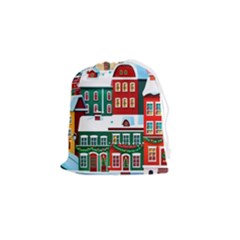Christmas Background Design House Drawstring Pouch (small) by Proyonanggan