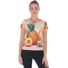 Fruit Pattern Apple Abstract Food Short Sleeve Sports Top  by Proyonanggan
