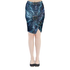 Circuit Board Motherboard Midi Wrap Pencil Skirt by Cemarart