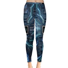 Circuit Board Motherboard Inside Out Leggings by Cemarart