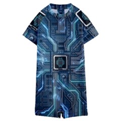 Circuit Board Motherboard Kids  Boyleg Half Suit Swimwear by Cemarart
