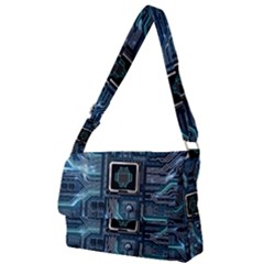 Circuit Board Motherboard Full Print Messenger Bag (l) by Cemarart