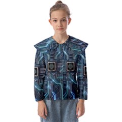 Circuit Board Motherboard Kids  Peter Pan Collar Blouse by Cemarart