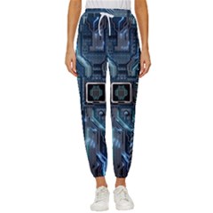 Circuit Board Motherboard Women s Cropped Drawstring Pants by Cemarart
