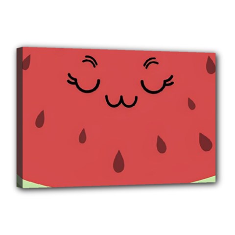 Watermelon Lock Love Canvas 18  X 12  (stretched) by Cemarart
