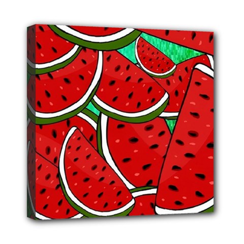 Summer Watermelon Fruit Mini Canvas 8  X 8  (stretched) by Cemarart