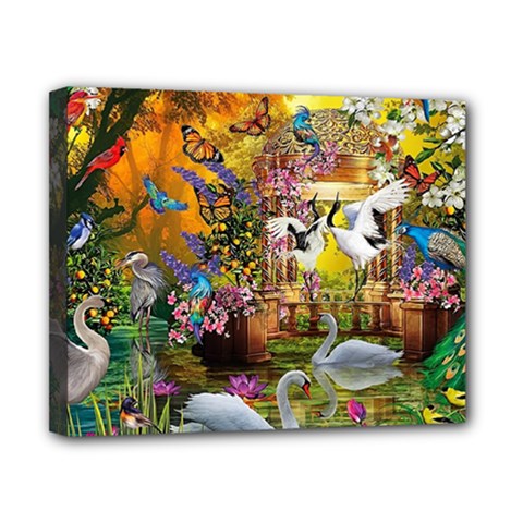 Garden Of Paradise Butterfly Swan Bird Painting Gazebo, Peacock Flower Canvas 10  X 8  (stretched) by Ndabl3x