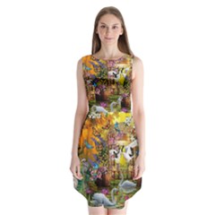 Garden Of Paradise Butterfly Swan Bird Painting Gazebo, Peacock Flower Sleeveless Chiffon Dress   by Ndabl3x