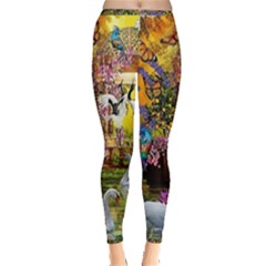 Garden Of Paradise Butterfly Swan Bird Painting Gazebo, Peacock Flower Inside Out Leggings by Ndabl3x