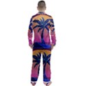 Abstract 3d Art Holiday Island Palm Tree Pink Purple Summer Sunset Water Men s Long Sleeve Satin Pajamas Set View2