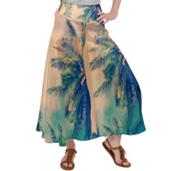 Palm Trees Beauty Nature Clouds Summer Women s Satin Palazzo Pants by Cemarart