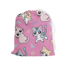 Cute Animal Little Cat Seamless Pattern Drawstring Pouch (xl) by Grandong