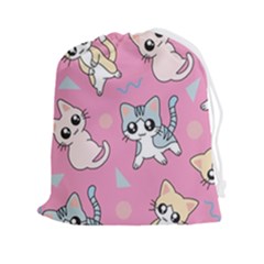 Cute Animal Little Cat Seamless Pattern Drawstring Pouch (2xl) by Grandong