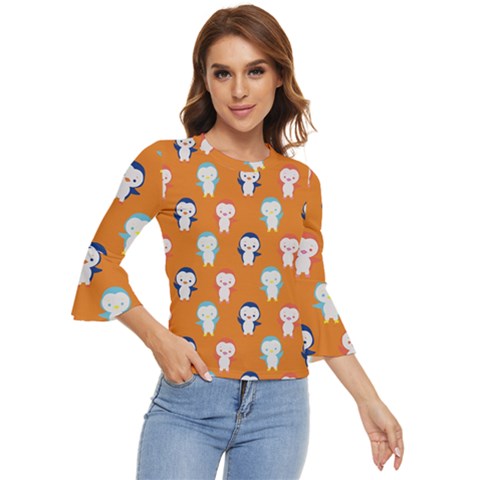 Cute Penguin Funny Pattern Bell Sleeve Top by Grandong