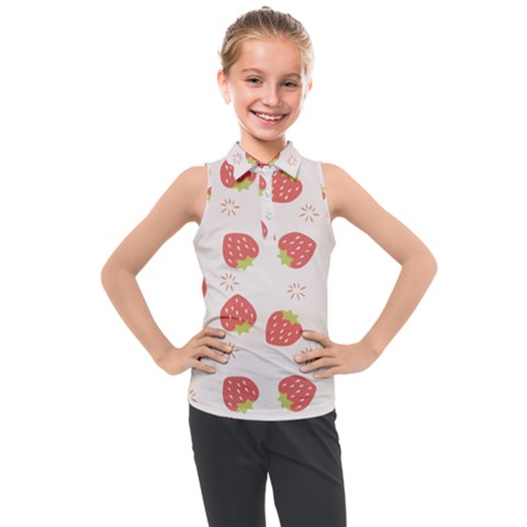 Strawberries Pattern Design Kids  Sleeveless Polo T-shirt by Grandong