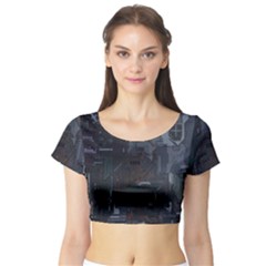 Abstract Tech Computer Motherboard Technology Short Sleeve Crop Top by Cemarart