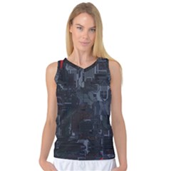 Abstract Tech Computer Motherboard Technology Women s Basketball Tank Top by Cemarart