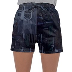 Abstract Tech Computer Motherboard Technology Sleepwear Shorts by Cemarart