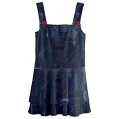 Abstract Tech Computer Motherboard Technology Kids  Layered Skirt Swimsuit by Cemarart