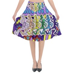 Grateful Dead Flared Midi Skirt by Cemarart