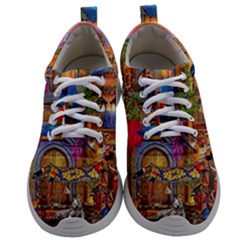 Arabian Street Art Colorful Peacock Tiger Man Parrot Horse Dancer Fantasy Mens Athletic Shoes by Cemarart