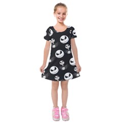 Jack Print, White, Before, Plain, Black, Simple, Christmas Kids  Short Sleeve Velvet Dress by nateshop