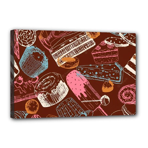 Sweet Food Seamless Pattern Canvas 18  X 12  (stretched) by Cemarart