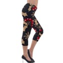 Christmas Pattern With Snowflakes Berries Lightweight Velour Capri Leggings  View4