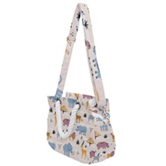 Wild Animals Seamless Pattern Rope Handles Shoulder Strap Bag by Ndabl3x
