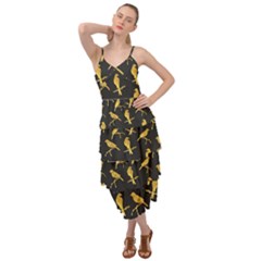 Background With Golden Birds Layered Bottom Dress by Ndabl3x