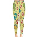 Seamless Pattern With Cute Dinosaurs Character Inside Out Leggings View3
