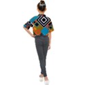 Retro Pattern Abstract Art Colorful Square Kids Mock Neck T-Shirt View2