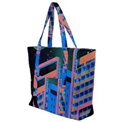 Fantasy City Architecture Building Cityscape Zip Up Canvas Bag by Cemarart
