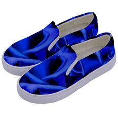 Blue Rose Bloom Blossom Kids  Canvas Slip Ons by Proyonanggan