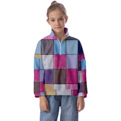 Tile, Colorful, Squares, Texture Kids  Half Zip Hoodie by nateshop