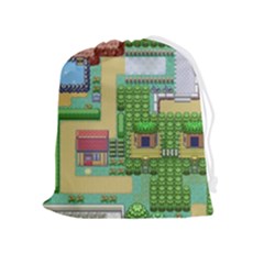 Pixel Map Game Drawstring Pouch (xl) by Cemarart