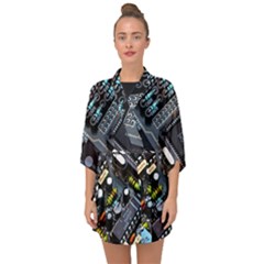 Motherboard Board Circuit Electronic Technology Half Sleeve Chiffon Kimono by Cemarart
