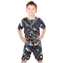 Motherboard Board Circuit Electronic Technology Kids  T-shirt And Shorts Set by Cemarart