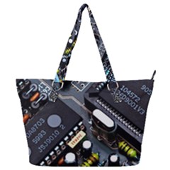 Motherboard Board Circuit Electronic Technology Full Print Shoulder Bag by Cemarart