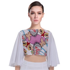 Imfd Trx Tie Back Butterfly Sleeve Chiffon Top by imanmulyana