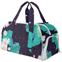 Leaves Flowers Border Frame Floral Burner Gym Duffel Bag by Grandong