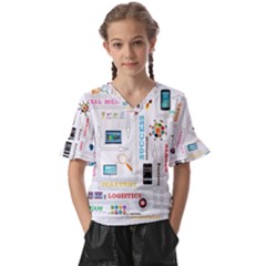 Startup Business Organization Kids  V-neck Horn Sleeve Blouse by Grandong