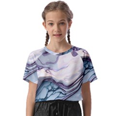 Marble Abstract White Pink Dark Kids  Basic T-shirt by Grandong