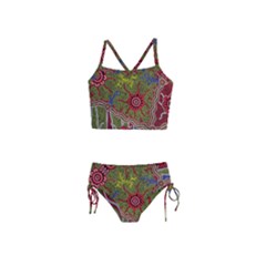 Authentic Aboriginal Art - Connections Girls  Tankini Swimsuit by hogartharts
