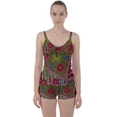 Authentic Aboriginal Art - Connections Tie Front Two Piece Tankini by hogartharts