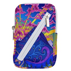 Blue And Purple Mountain Painting Psychedelic Colorful Lines Belt Pouch Bag (small) by Bedest