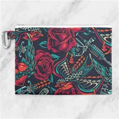 Vintage Flash Tattoos Designs Seamless Pattern Canvas Cosmetic Bag (xl) by Bedest