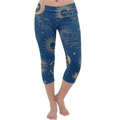 Asian Seamless Galaxy Pattern Capri Yoga Leggings by Cemarart