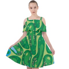Golf Course Par Golf Course Green Cut Out Shoulders Chiffon Dress by Cemarart