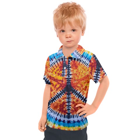 Tie Dye Peace Sign Kids  Polo T-shirt by Cemarart